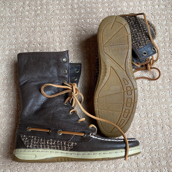 Sperry Top Sider Plaid Leather High Top Shoes - Picture 9 of 10